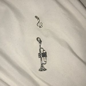 trumpet and treble clef charm